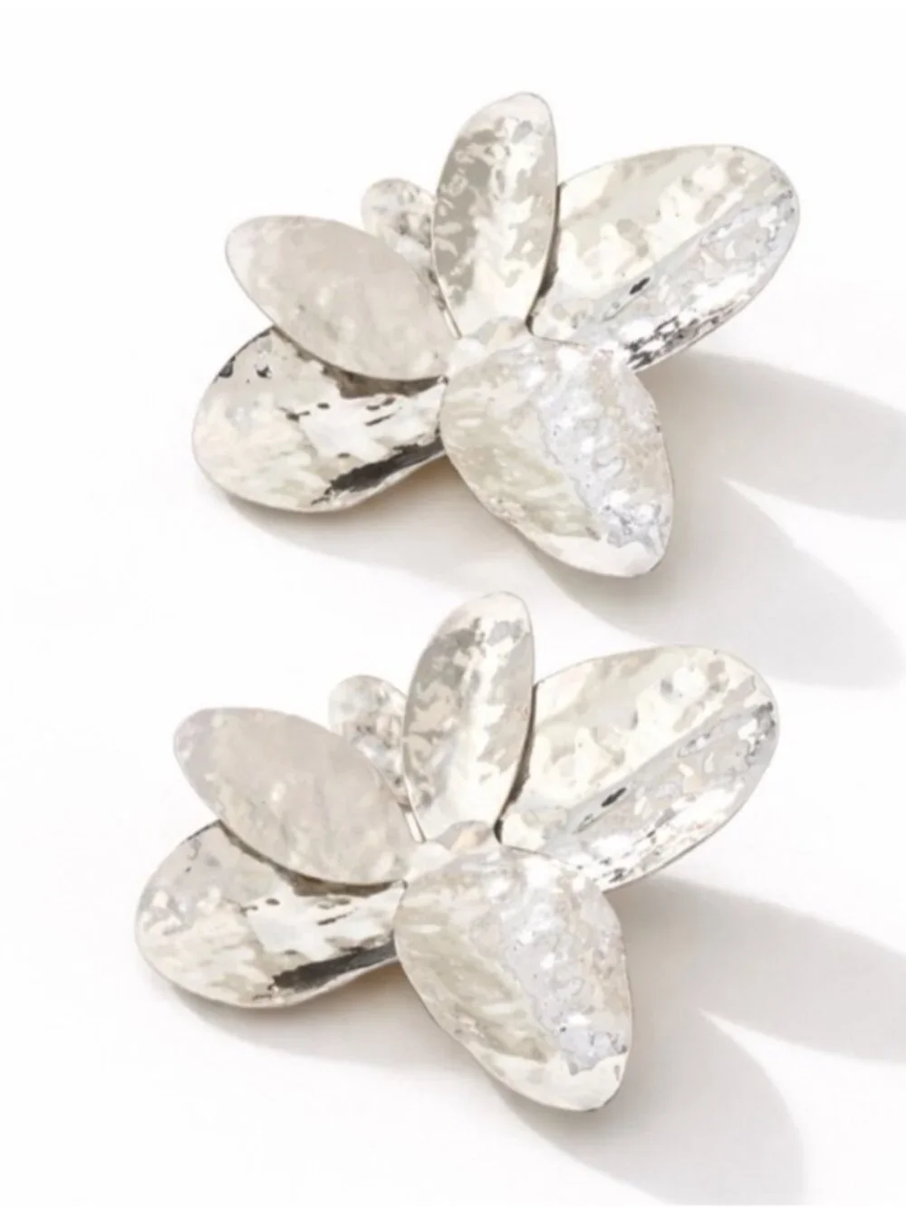 New! Silver Large Floral Post Earrings (3044) NWOT